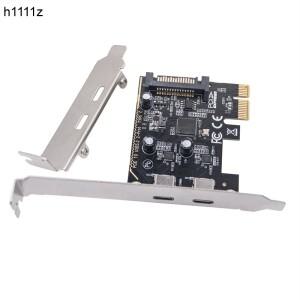 PCIE-듀얼 타입 C 확장 카드 PCI Express X1-2포트 TYPE-C USB 3.2 GEN1 5Gbps 변환 라이저 ASM1042 데스크