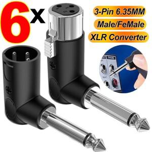1-6PCS 3핀 밸런스드 오디오 인터페이스 프로필 XLR 플러그 남성-6.35mm 여성 어댑터(마이크용 스피커