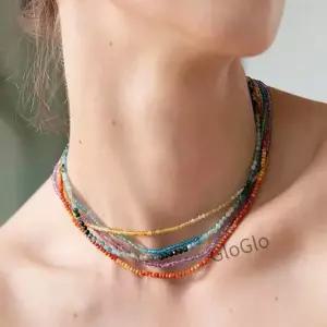 천연 스톤 목걸이 작은 체인 패션 액세서리 매력 쥬얼리 신상 보호 스테인레스 스틸 절묘한 2mm