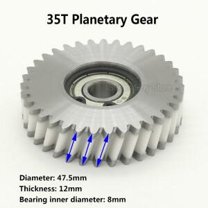 3개입 전기 자전거 35T 47.5x12mm 비스듬한 플래니터리 기어 8mm 베어링 포함 35톱니 나일론 및 강철 허브