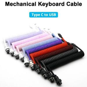 기계식 키보드 코일 케이블 USB 타입 C 포트 와이어 PC 컴퓨터 항공 커넥터 데스크탑 DIY 액세서리용