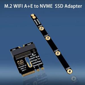M.2 A+E-NVME SSD 어댑터 WIFI 인터페이스 A/E 키-M 키 PCIE 4.0 라이저 카드(2230 2242 2260 NVME 브래킷