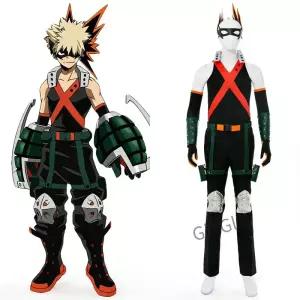 MHA 코스프레 의상 남성용 바쿠고 카츠키 풀세트 할로윈 크리스마스 파티용