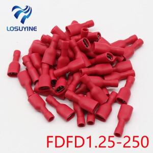 FDFD1-250 절연 암 전기 압착 단자 커넥터 케이블 와이어 100피스 FDFD