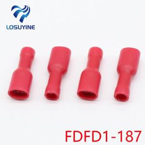 FDFD1-187 절연 암 전기 압착 단자 커넥터 100피스 케이블 와이어 FDFD