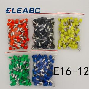 E16-12 튜브 절연 터미널 16mm2 케이블 와이어 커넥터 압착 단자 100피스 e-