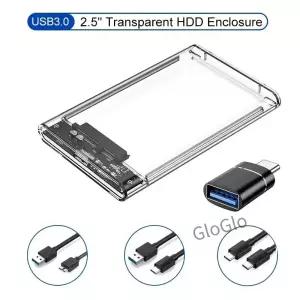 투명 HDD 케이스 인클로저 2.5인치 SSD SATA to USB 3.0 Type-C 3.1 어댑터 휴대용 외장 하드 드라이브
