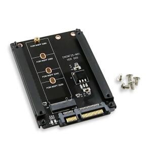 메탈 케이스 B + M 키 M.2 NGFF SSD-2.5 SATA 6Gb/s 어댑터 카드(인클로저 소켓 포함) 어댑터(5개 나사