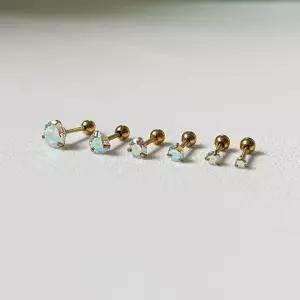 오로라 원석 라운드 피어싱 6pcs