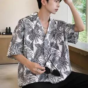 [하프클럽/]하와이안 반팔 티셔츠 루즈핏 비치 웨어 커플룩 상의