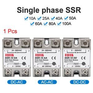 도르래 LCTC 1pcs 솔리드 스테이트 릴레이 단상 비접촉 SSR DC AC 24 380VAC 10A 25A 40A 50A 60A 80A 100A
