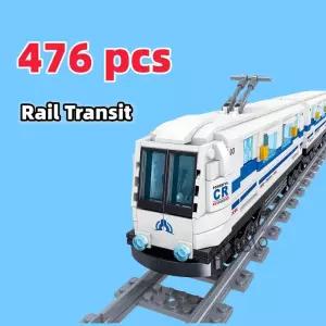 476pcs 기술 철도 운송 트랙 기차 빌딩 블록 도시 MOC 지하철 레일 모델 벽돌 크리스마스