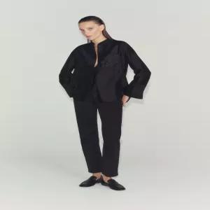 자라 ZARA 자수 포켓 셔츠 ZW 컬렉션 - 블랙 4786/284/800