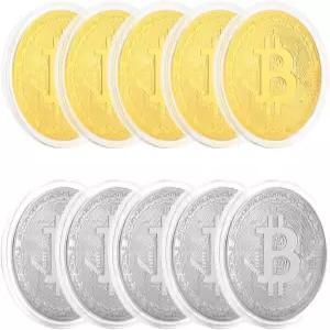 코인 케이스 비트코인 기념 금 및 은 도금 블록체인 암호화폐 BTC 수집용 포함된 10개의 기념품 선물