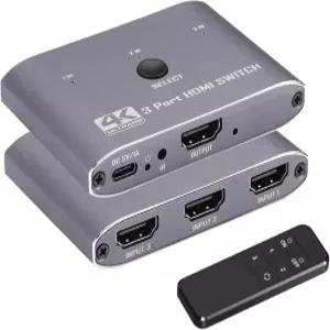 HDMI 스위치 4K@60Hz 3포트 3인치 1아웃 IR 리모컨 지원 4K 3D 1080P 2.0 2.2 HDTV용 울트라 HD PS4/5 게임