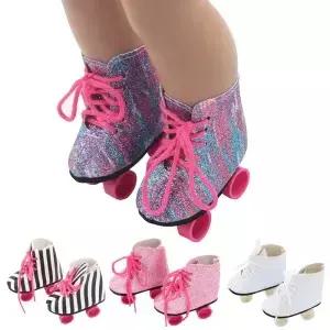 8CM 인형 롤러 스케이트 18인치 레이스업 귀여운 부츠 신발 및 OG DIY