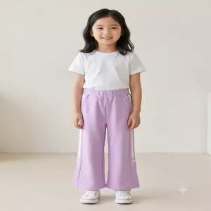 리틀밥독키즈 봄가을옷 투블랑 바지 여아 편안한 데일리 와이드핏 두줄바지 H263MWP08