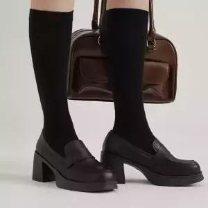 [셀럽 PICK] (LEATHER) 세티 통굽 로퍼힐 7CM LHLTS1g841