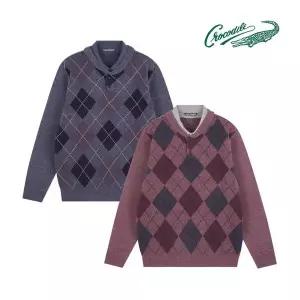 크로커다일 아가일 패턴 레이어드 니트 CDAA8KT33541047880