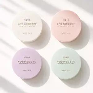 [산리오에디션/헬로키티]식물나라 뽀얀쌀 생기 톤업 선 쿠션 3종(화이트/피치/보라)