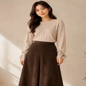 [모델리스트][모델리스트] 슬리브 리본 포인트 빅골지 니트(MESKN074)