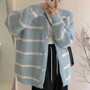 단가라 여성 롱 가디건 스트라이프 카디건 여자 니트 가디건