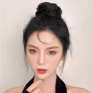똥머리 집게핀 가발 생머리 블랙 업스타일
