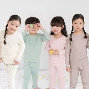 삐삐롱 남아 여아 어린이 키즈 데일리 편안한 내의 내복 아일렛 자카드 실내복