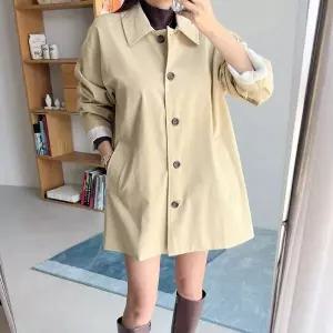 [하프클럽/]루즈핏 심플 면 싱글 하프 트렌치 코트 여성 간절기 가을 캐주얼