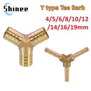 1PC 황동 바브 파이프 피팅 Y 형 3 웨이 티 커넥터 4mm 5mm 6mm 8mm 10/12/14/16/19/25mm 호스 구리 파고다