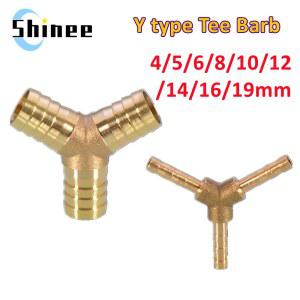 1PC 황동 바브 파이프 피팅 Y 형 3 웨이 티 커넥터 4mm 5mm 6mm 8mm 10/12/14/16/19/25mm 호스 구리 파고다 튜브
