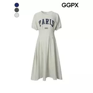[GGPX]허리 다트 프린팅 플레어 반팔 원피스 (GQ3OP001F)