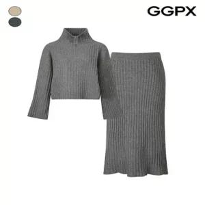 GGPX 빅 골지 지퍼넥 니트 앤 스커트 투피스 GP8ST001F)