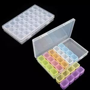 투명 칼라 28칸 케이스 일주일 알약통 비즈 보관통 (29989197A)