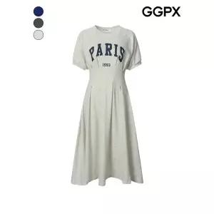 [하프클럽/지지피엑스]허리 다트 프린팅 플레어 반팔 원피스 (GQ3OP001F)
