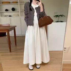 [하프클럽/]가을 겨울 뷔스티에 레이어드 나시 롱 원피스 빅사이즈