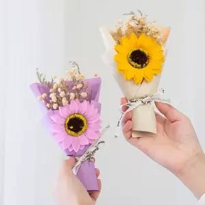 해바라기 비누꽃다발 선물 기념일 한송이 장미