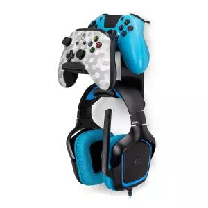 BRAINwavz The UberAtlas 듀얼 게임 컨트롤러 및 헤드폰 스탠드 벽걸이 Xbox ONE Series X PS5 Switch