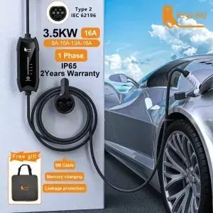 페이리 타입2 3.5KW 16A 1상 EV 충전기 휴대용 충전 박스 전류 조절 가능 5m 케이블 전기차 스테이션