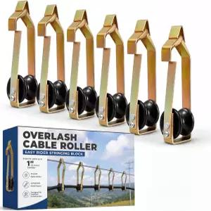 Frienda 6개입 Overlash 케이블 롤러 스트링 블록 아연도금 강철 공중 당김 풀리 1인치 광섬유 전원 가로등