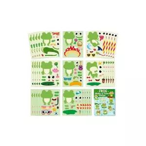 BeYumi Beyumi 개구리 얼굴 스티커 시트 - 40pcs 자신의 만들기 게임 유치원 교실 장식 봄 여름 유월절 파