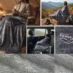 노마진 극세사 담요 2개세트 워머 망토 무릎담요 방석 겨울 야외 등산 휴대용 여행 학교 학원 어린이집