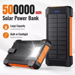 태양광 500000mAh 120W 대용량 초고속 충전 야외 휴대용 외장 배터리