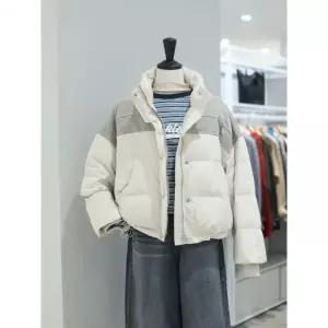한정수량 ABFZ 데님배색 하이넥 오리털 점퍼 AFA4FFD7K 2856333