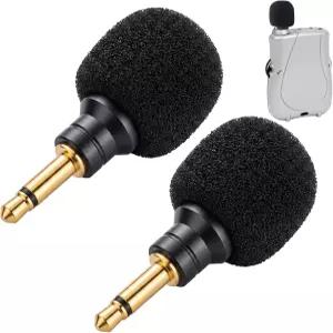 Tellegloww 2개입 사운드 플러그 마이크 3.5mm 미니 휴대용 교체용 폼 커버가 선명한 360도 음성 포착을