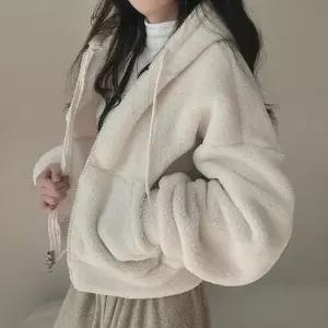 [라일리여성의류] Rly 아이보리 뽀글이 플리스 점퍼 포근한 양털 자켓 52889447)