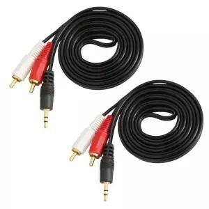 ThtRht 2개 세트 오디오 케이블 1/8 3.5mm TRS 수컷 to 2 RCA 스테레오 사운드 코드 컴퓨터 Mp3 전화 포트