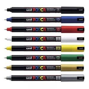 유니볼 POSCA PC-1MR 울트라 파인 마커펜 베스트셀러 8종 세트