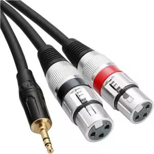 BHUPWZE 듀얼 XLR to 3.5mm 스테레오 마이크 케이블 여성 1/8 미니 잭 Y-스플리터 브레이크아웃 리드