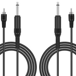 Bolvek RCA to 6.35mm 1/4 2개입 6ft Male TS Mono Jack 어댑터 오디오 케이블 스피커 믹서 앰프 TV AV